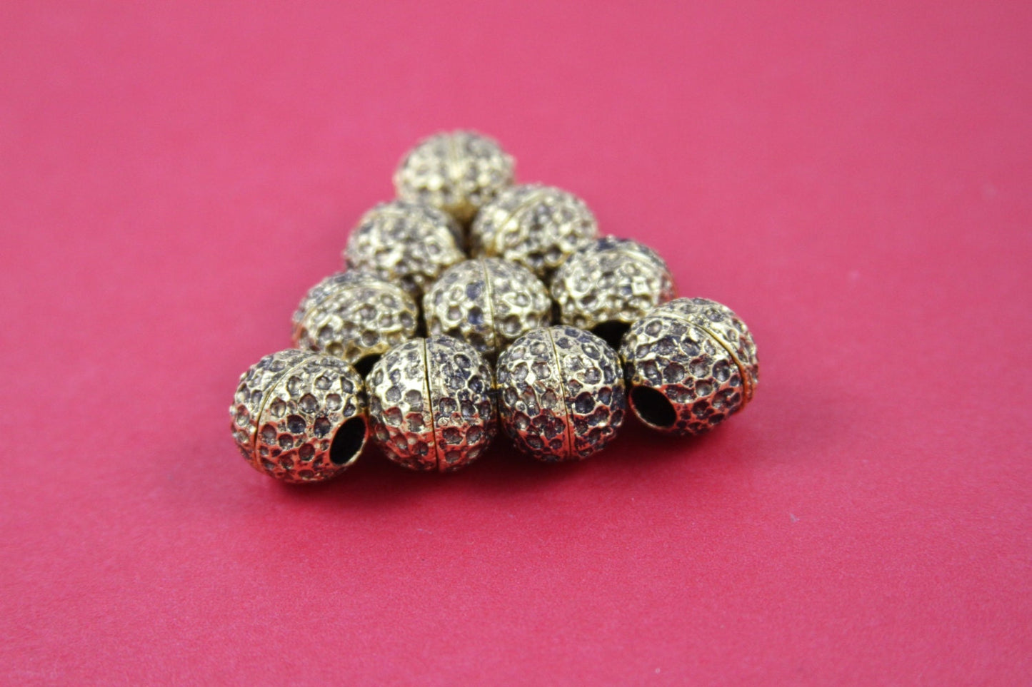 RC0067>> MADE IN EUROPE round leather cord gold clasp, hammered ball clasp (XM6114AG)Qty1