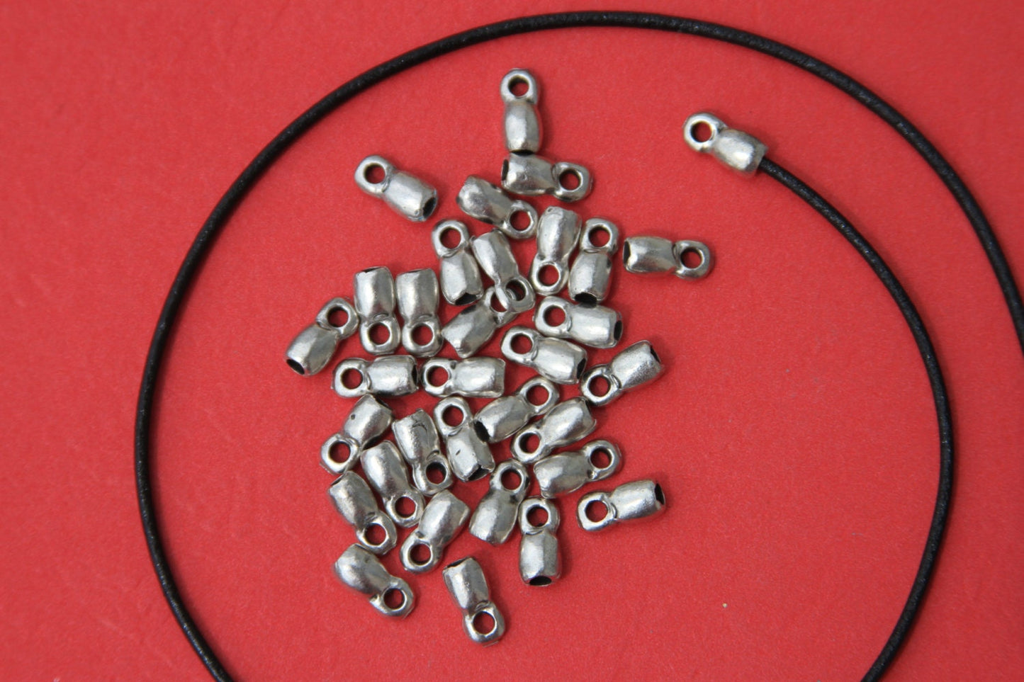 6/1 MADE in EUROPE 6 round cord ends, 2mm leather end caps, 2mm leather cord ends (X259) Qty6