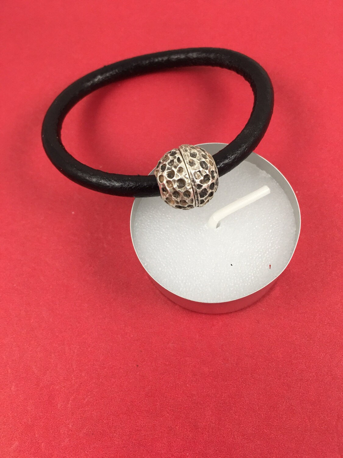 RC0065>>MADE IN EUROPE round leather cord clasp, hammered ball clasp (XM6114AS)Qty1