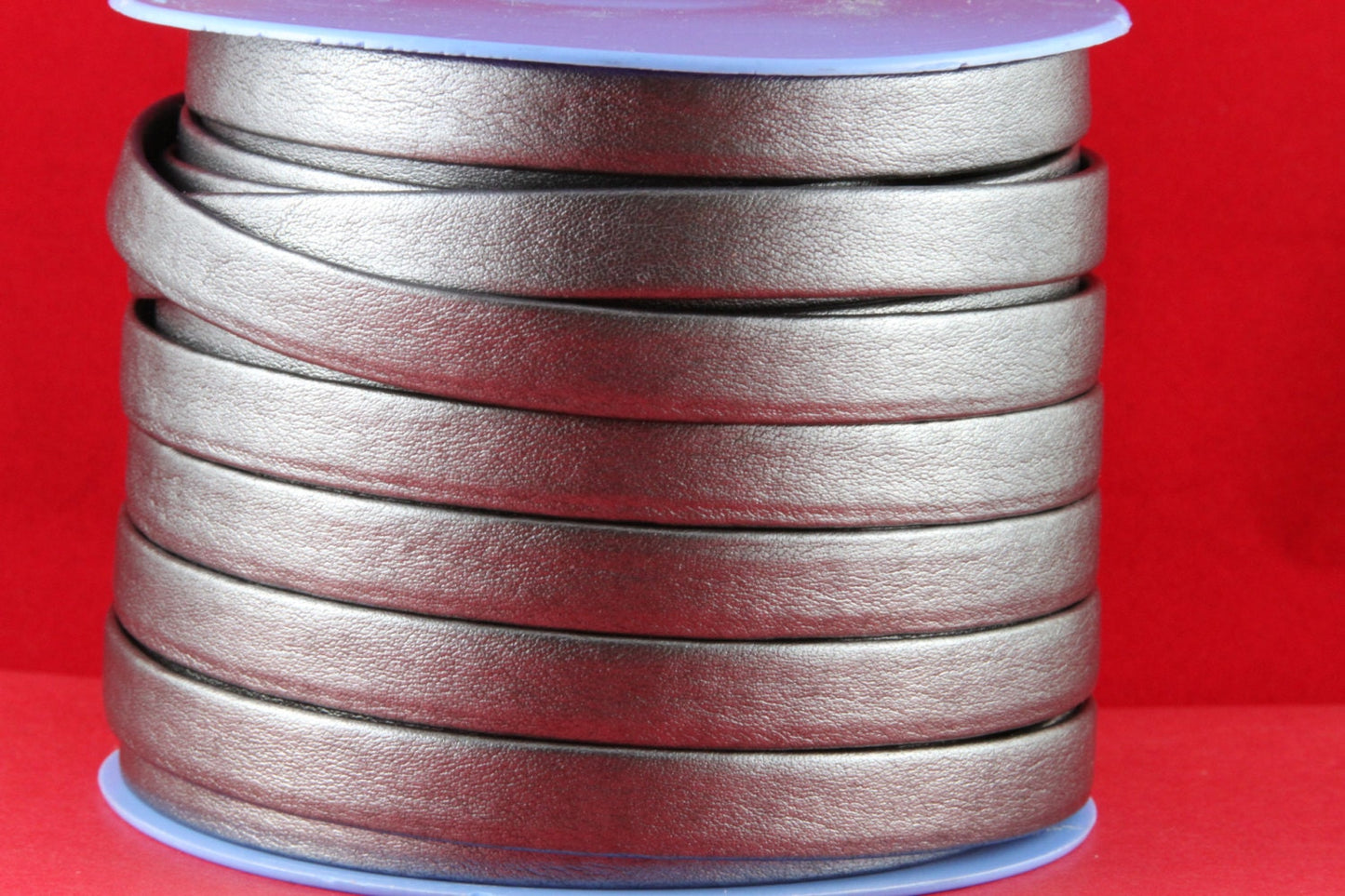MADE in EUROPE 24" flat leather cord, 10mm folded leather cord, soft flat leather cord for bracelet, 10mm steal leather cord (TD10PLOMO)