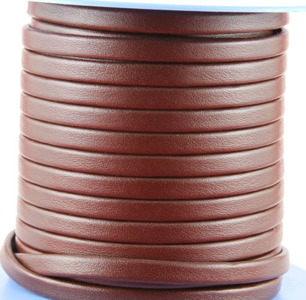 MADE in EUROPE 1 yard of 6mm flat leather cord, brown folded 6mm leather cord, marron 6mm leather cord (TD6mar)