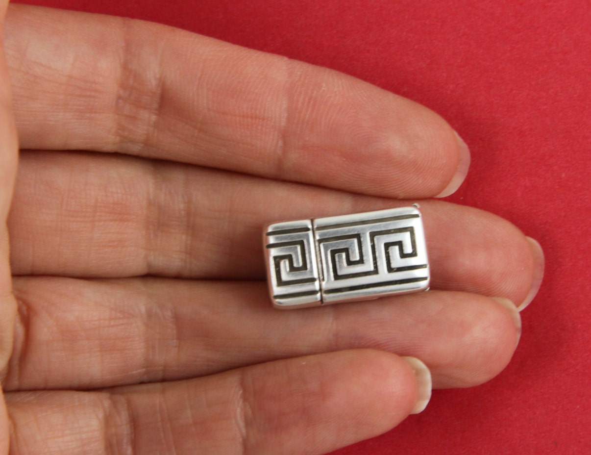 FC0215>>MADE in EUROPE zamak clasp, 10mm flat cord clasp, 10x2mm silver clasp Qty1
