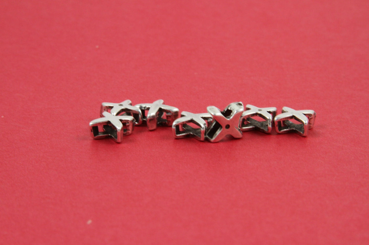 FS0431>>MADE in EUROPE 4 zamak X sliders, flat cord slider, X slider, 5mm cord slider, 5mm flat cord slider Qty4