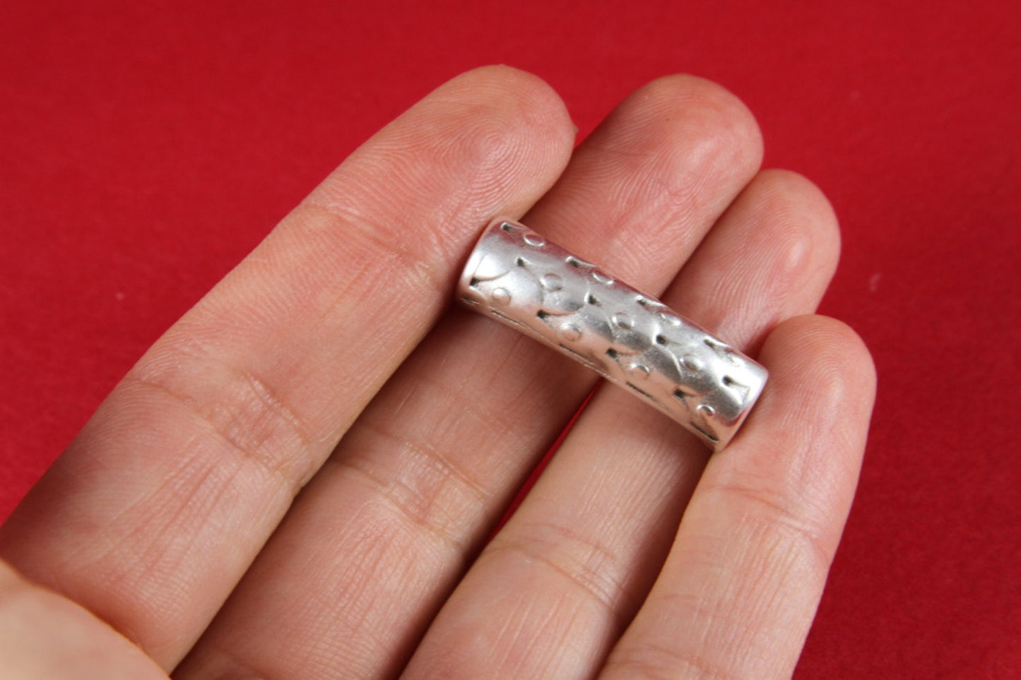 FS0094>>MADE in EUROPE 2 zamak tube sliders, 5mm cord slider tube, flat 5mm cord slider bead, silver slider tube Qty2
