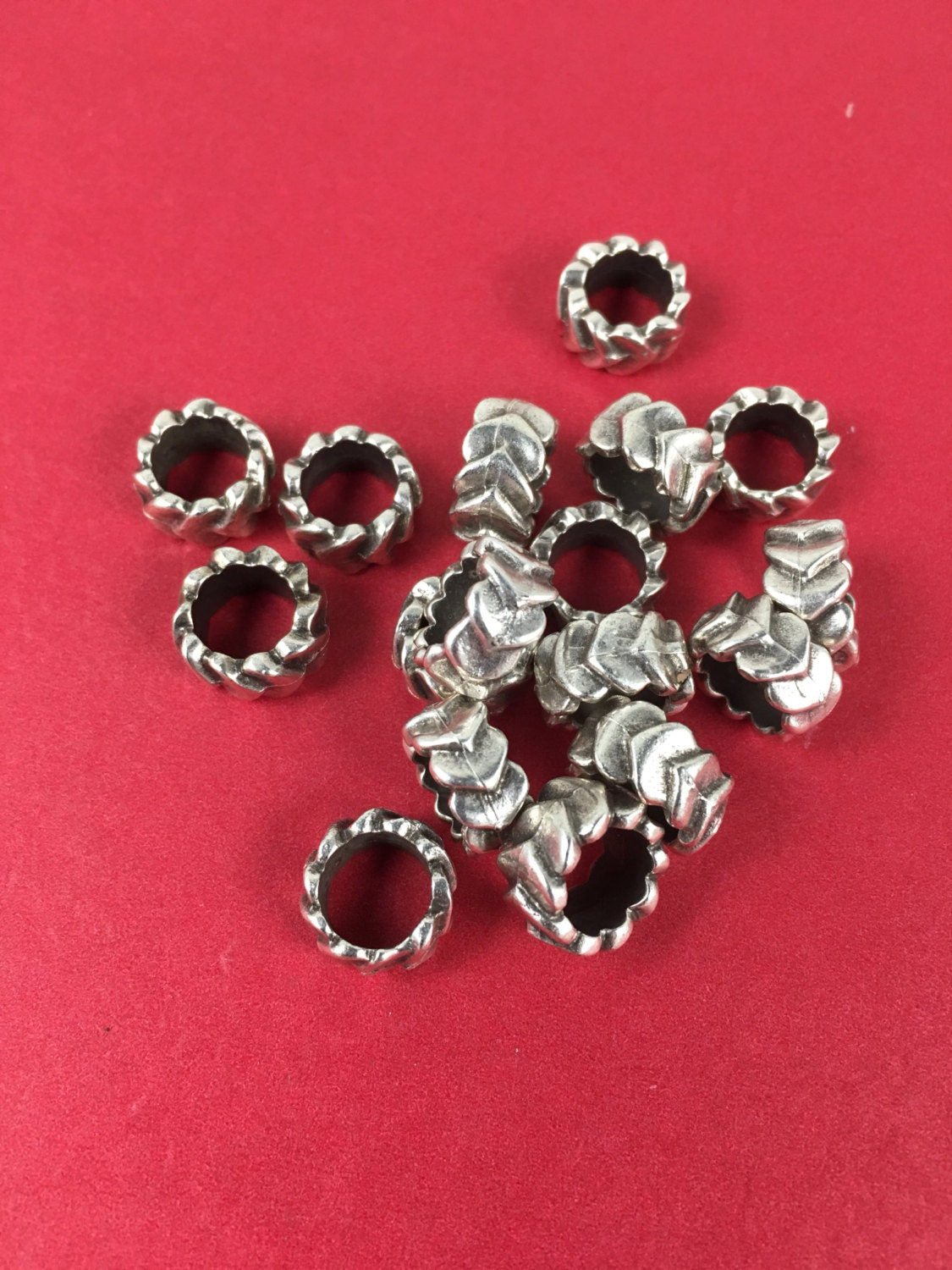 RS0087>>on SALE!!!MADE in EUROPE 4 round cord sliders, silver ring sliders , 7mm round cord slider, round cord spacer