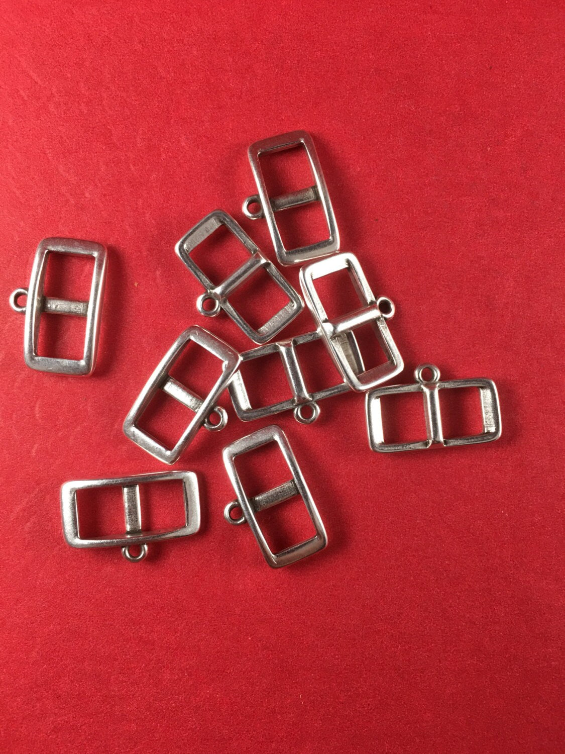 0/4 MADE in EUROPE 3 zamak bail buckle sliders, 5mm flat cord bail, 5mm cord slider with hanging ring, charm holder (9651-0077)Qty3