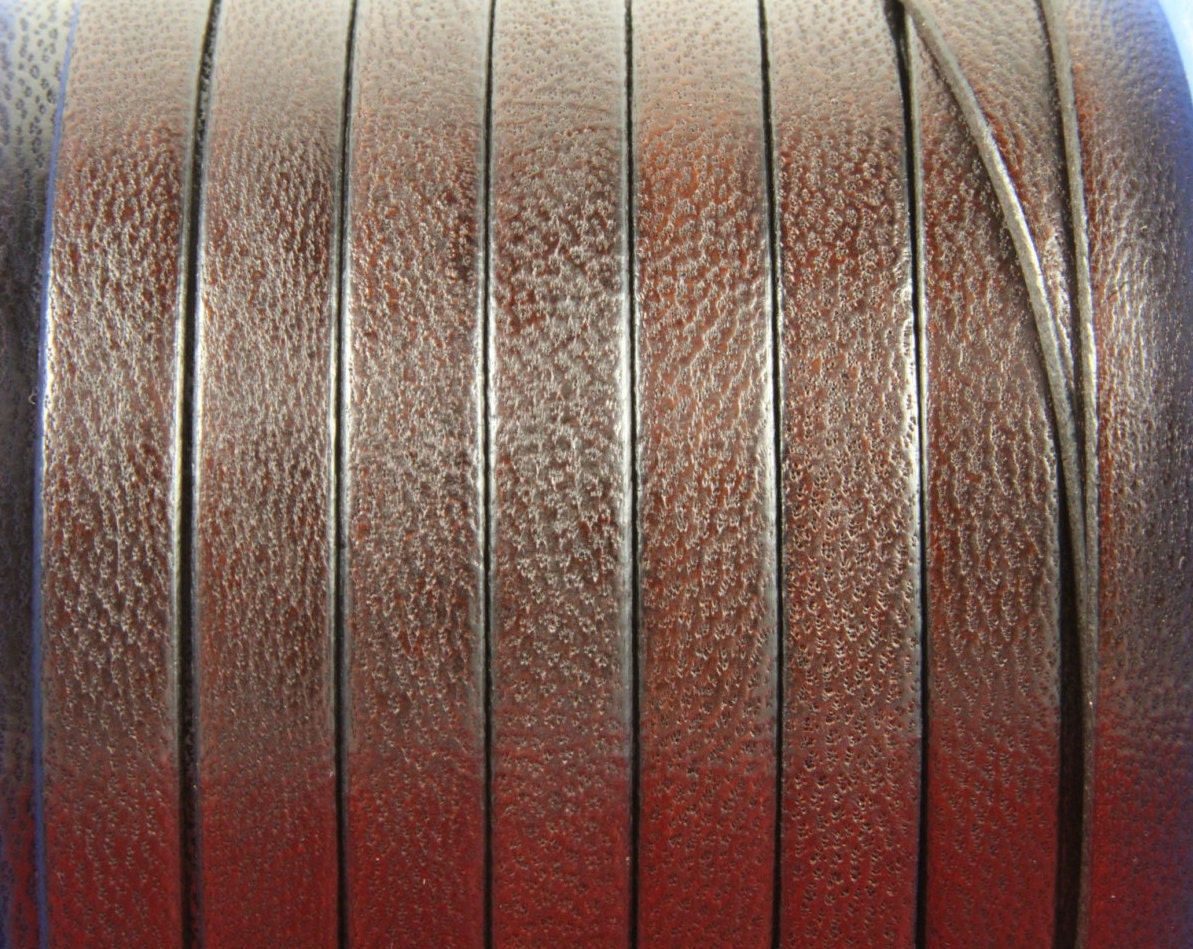 MADE in EUROPE 24'' genuine camel leather cord, 10mm flat leather cord, 10mm flat dark brown leather cord, (vm10cammar)