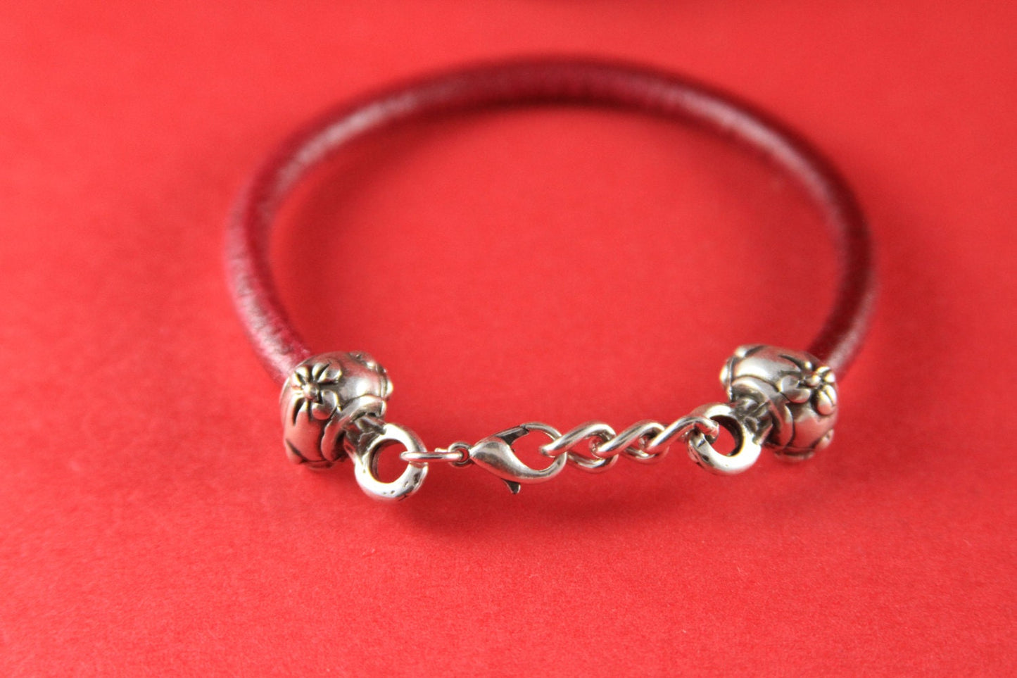 RC0007>>MADE in EUROPE Zamak 5mm round cord ends, 5mm cord clasp with extention chain, 5mm round cord adjustable floral clasp(77820/05)Qty1