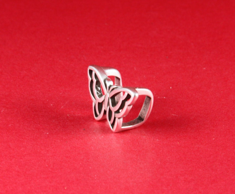 LS0067>>MADE IN EUROPE 2 zamak butterfly sliders, licorice butterfly slider, 10x6mm sliders, silver butterfly sliders(8819-0077) Qty2