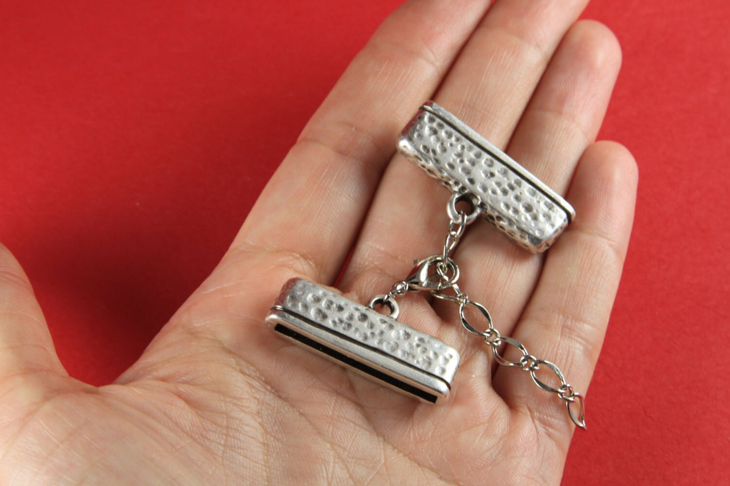 5/9 MADE in EUROPE 20mm hammered zamak clasp with extention chain, 20mm adjustable clasp, flat 20mm clasp, heavy duty clasp (93960)qt1