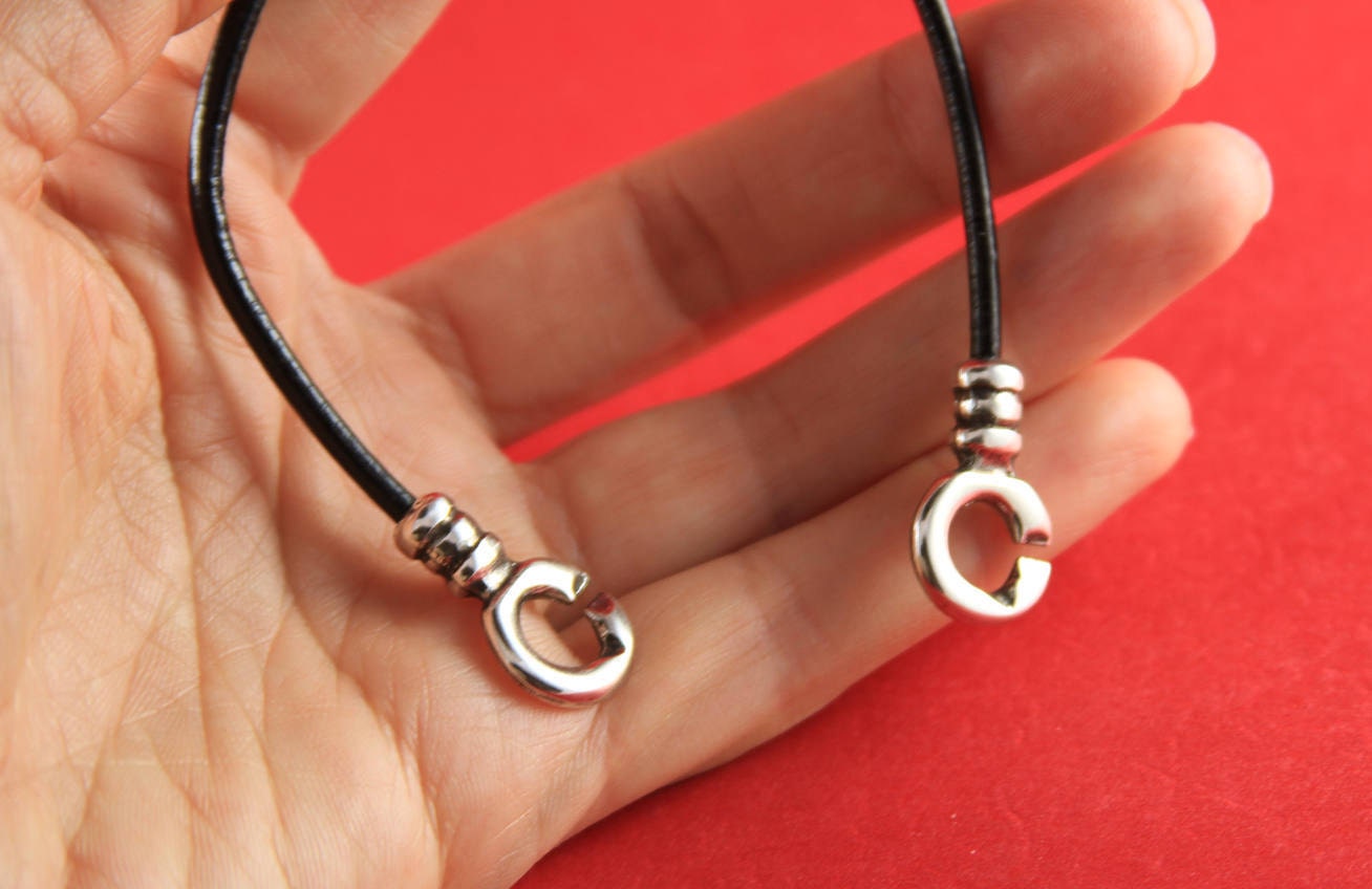 RC0104>>MADE in EUROPE 2 zamak hook clasps for round leather cord, 3mm cord zamak hook clasp (ABLZ137S) qty2