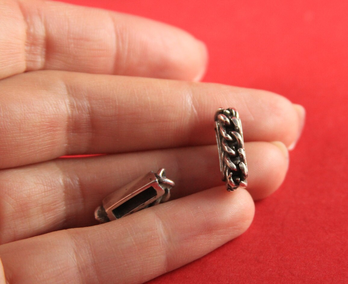 FS0045>>MADE in EUROPE 2 zamak sliders, 10mm flat cord slider bars, 10mm leather cord chain sliders, zamak sliders Qty2