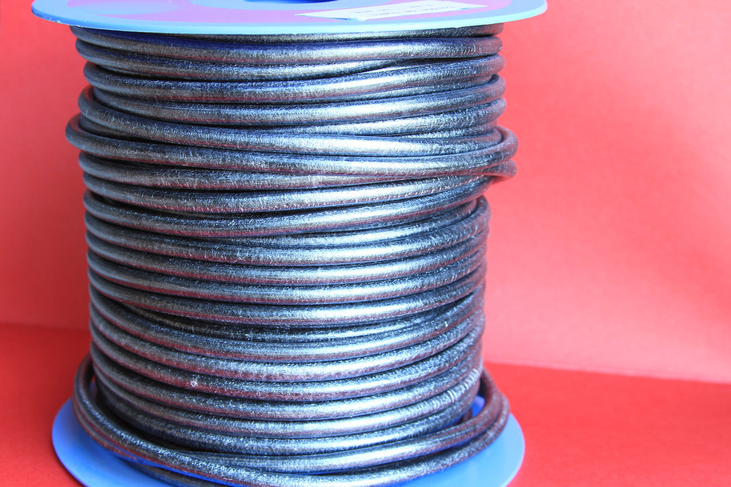 MADE IN SPAIN 2 feet (24"=61CM) metallic black round leather cord, 5mm round leather cord, (5Mtneg)