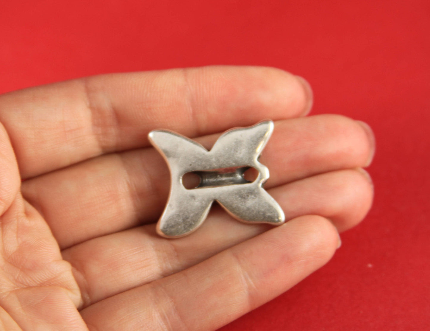 0/1 MADE in EUROPE 2 zamak butterfly sliders, silver butterfly charm (78124/03) qty2