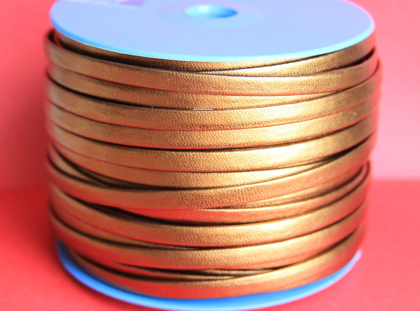 MADE in EUROPE 1 yard of 6mm flat leather cord, folded bronze 6mm leather cord, bronze 6mm leather cord (TD6mtbro)
