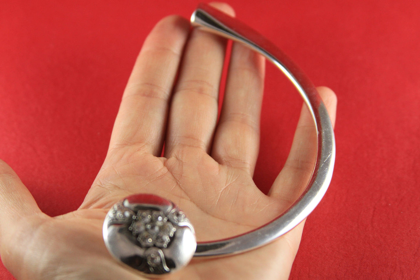 0139>> MADE in EUROPE zamak half necklace, silver half necklace with Swarovski strass, metal halt necklace (467004/11)