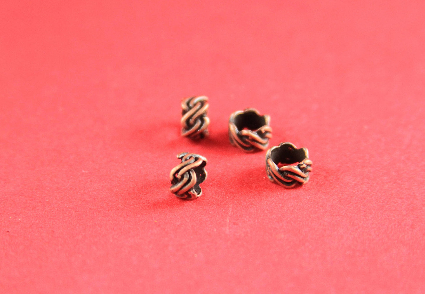 13/4 MADE in EUROPE 4 zamak copper tubes, 5mm hole zamak tube slider, 5mm round cord sliders, round cord tube (F854C) qty4