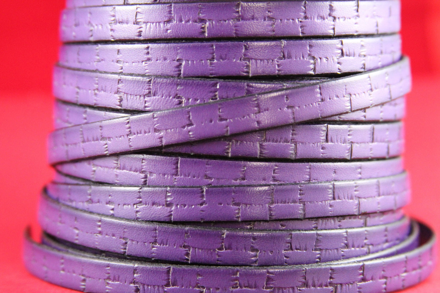 MADE in SPAIN 24" flat leather cord, 10mm flat engraved leather cord for bracelet, embossed 10mm leather cord (505/10/06)