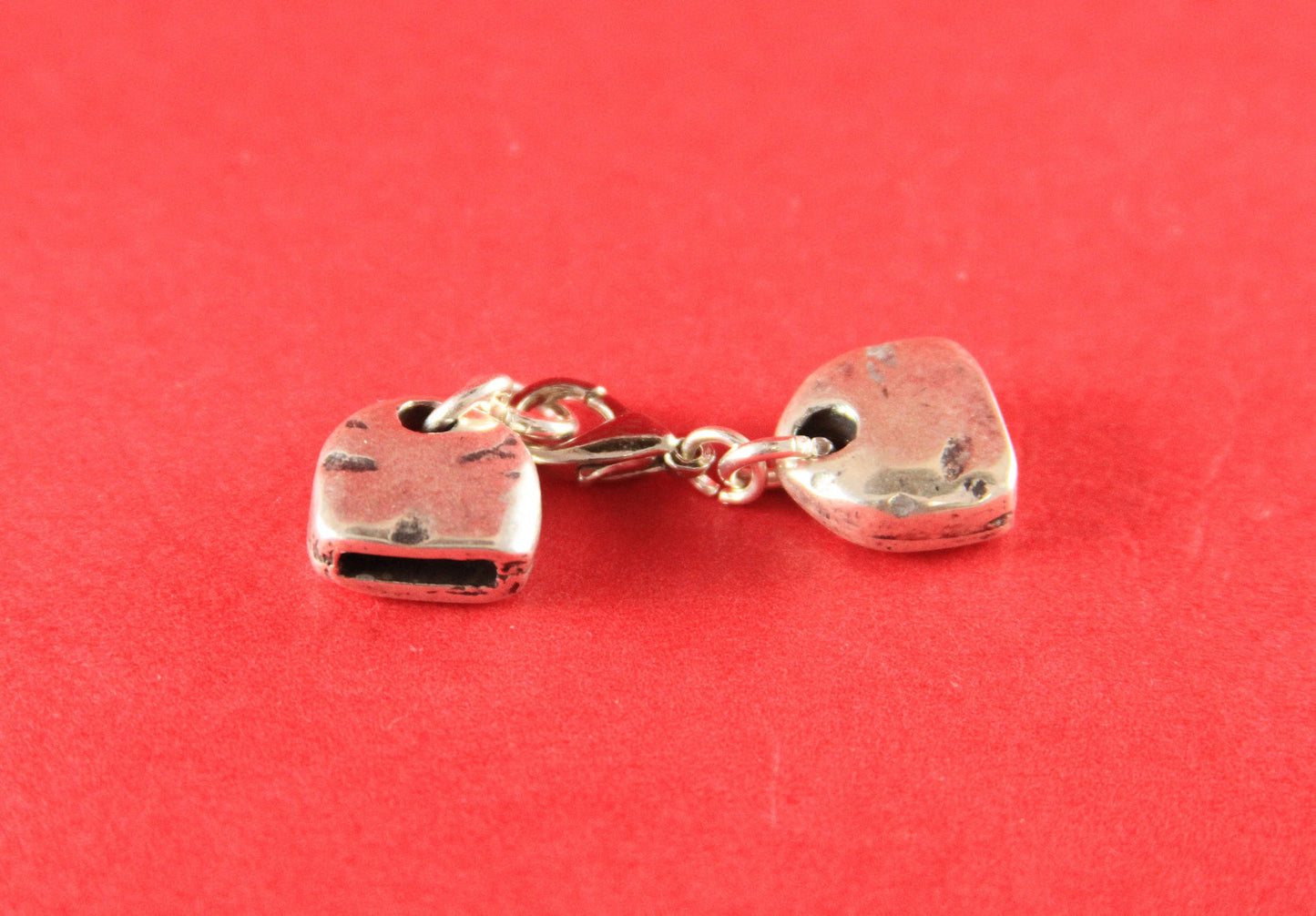 FC0275>>MADE in EUROPE zamak hammered flat clasp, 10mm flat cord hammered zamak clasp with lobster hook , (76841/10) Qty1