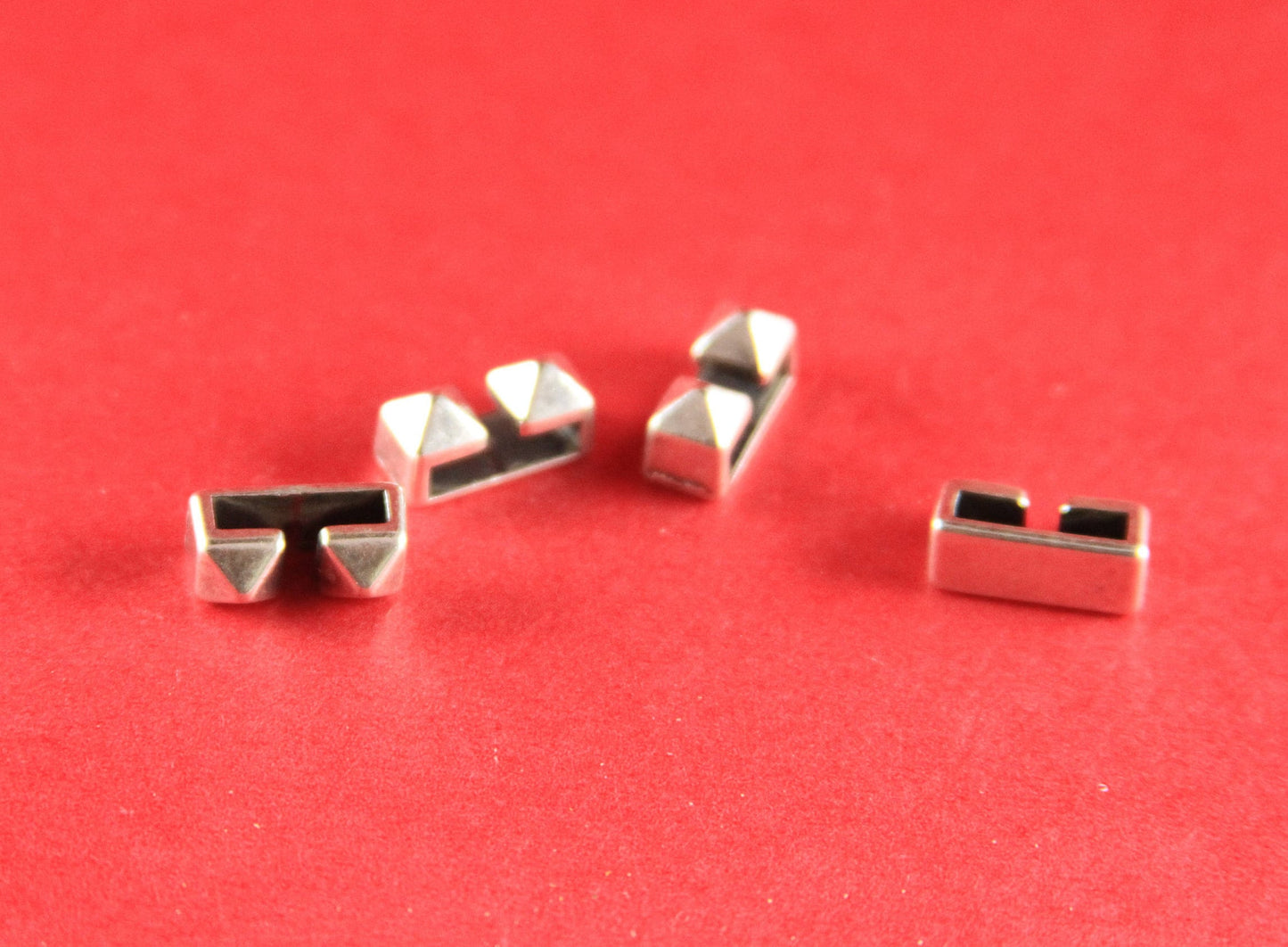 FS0148>>MADE in EUROPE 4 zamak sliders, 10mm flat cord slider bars, 10mm leather cord simple sliders, zamak sliders Qty4
