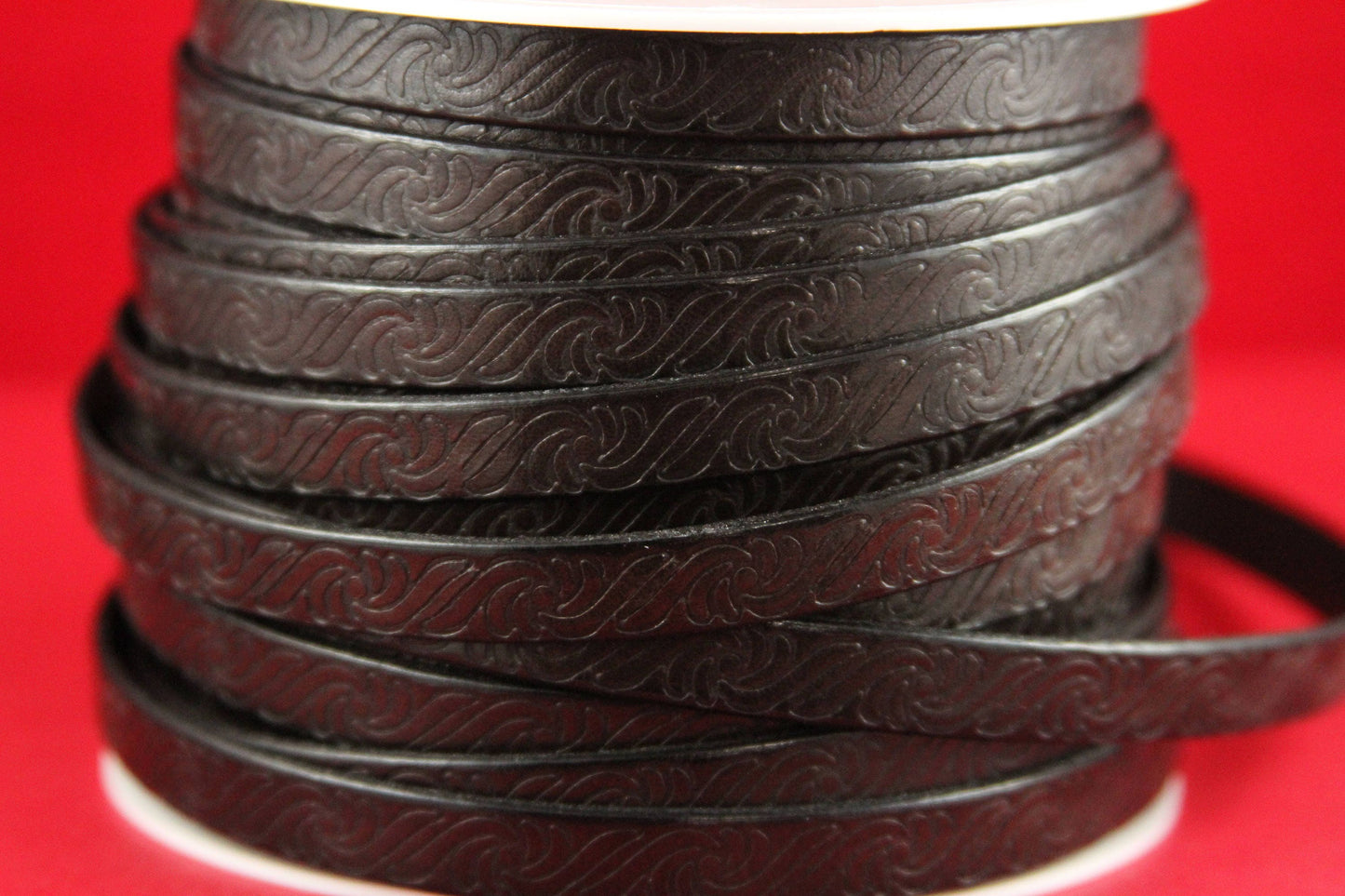 MADE in EUROPE 24" flat leather cord, embossed 10mm dark brown leather cord, genuine leather cord (499/10/02)