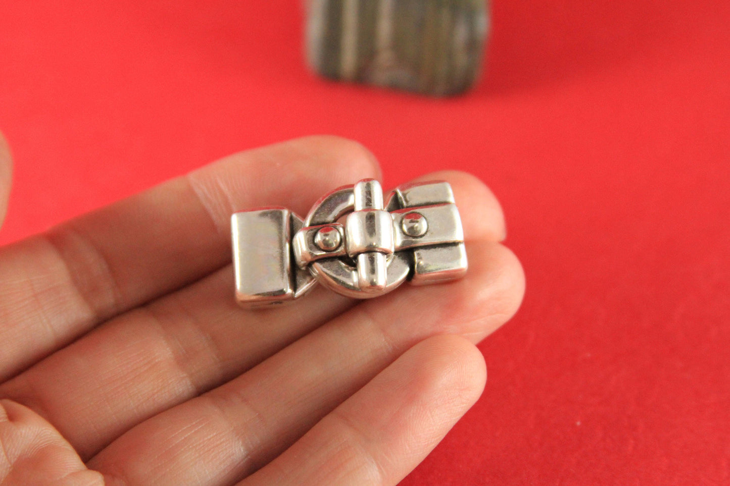 FC0123>>MADE in EUROPE zamak hook clasp, 10mm flat cord clasp, silver hook clasp, Qty1