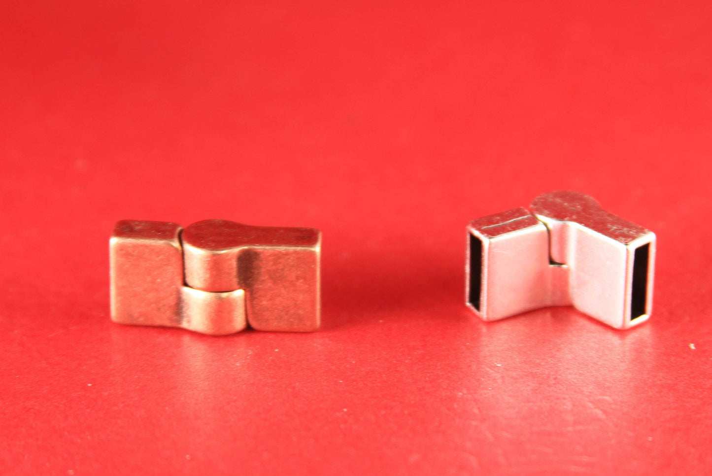 FC0053>>MADE in EUROPE zamak clasp, 10mm flat cord clasp, silver and copper bendable clasp Qty1