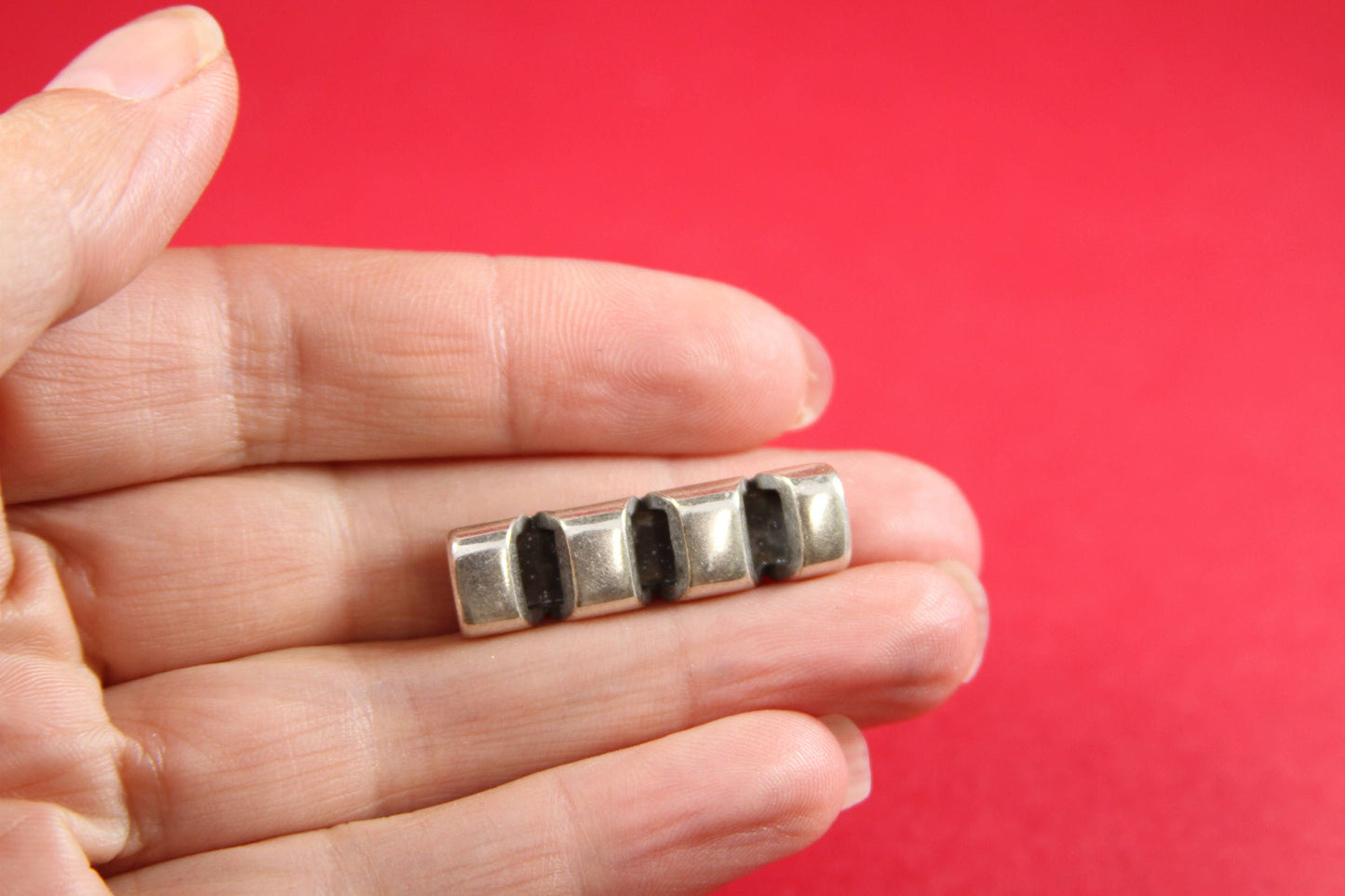 FS0292>>MADE in EUROPE zamak slider, 5mm cord slider tube, flat 5mm cord slider bead, silver slider tube Qty1