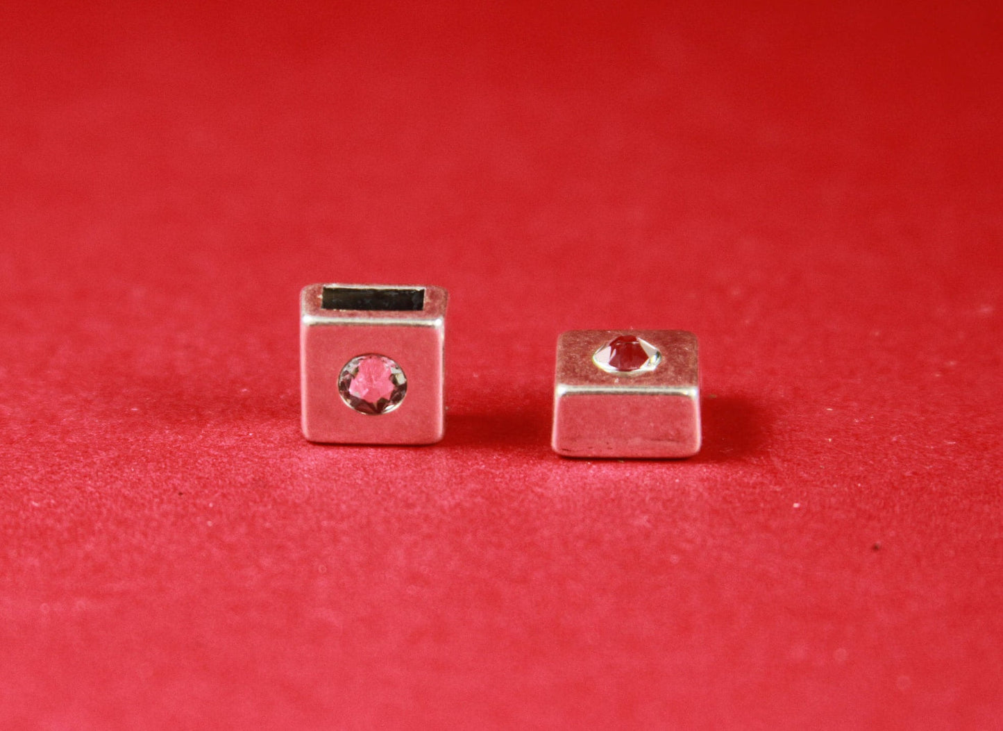 FS0286>>MADE in EUROPE 2 zamak sliders Swarovski crystal for 6mm cord, flat cord sliders, zamak flat cord slider qty2