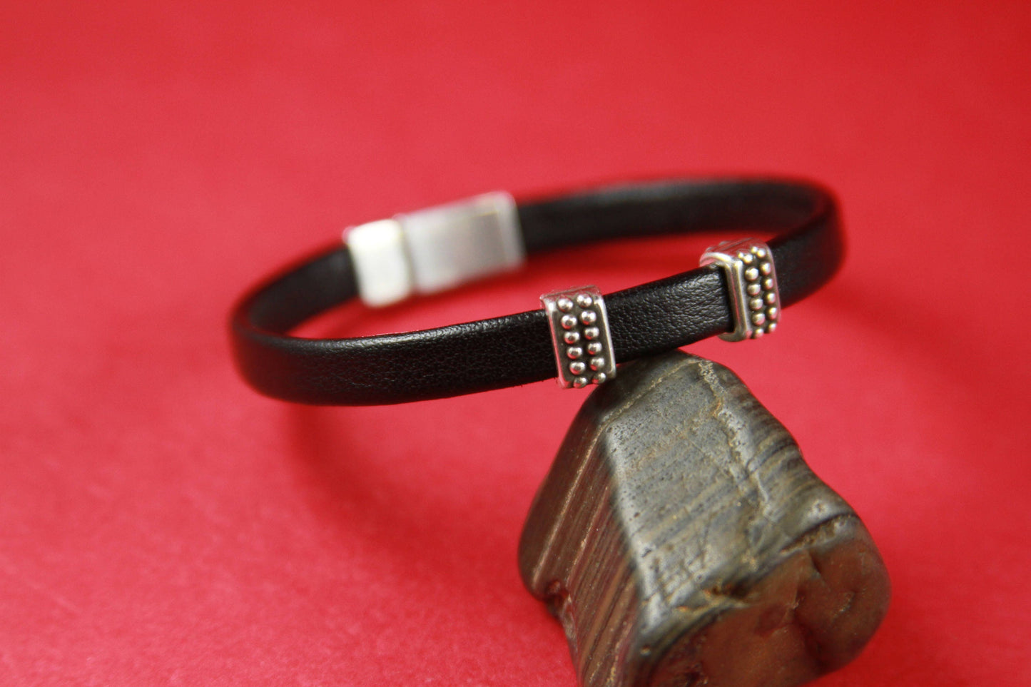 FS0099>>MADE in EUROPE 4 zamak beaded sliders for 6mm cord, flat cord sliders, zamak 6mm beaded slider qty4