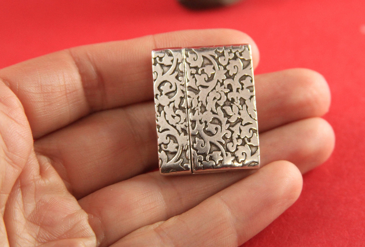 FC0007>>MADE in EUROPE flat cord floral magnetic clasp, 30mm flat cord clasp, large magnetic clasp (TM30X3FLS) qty1