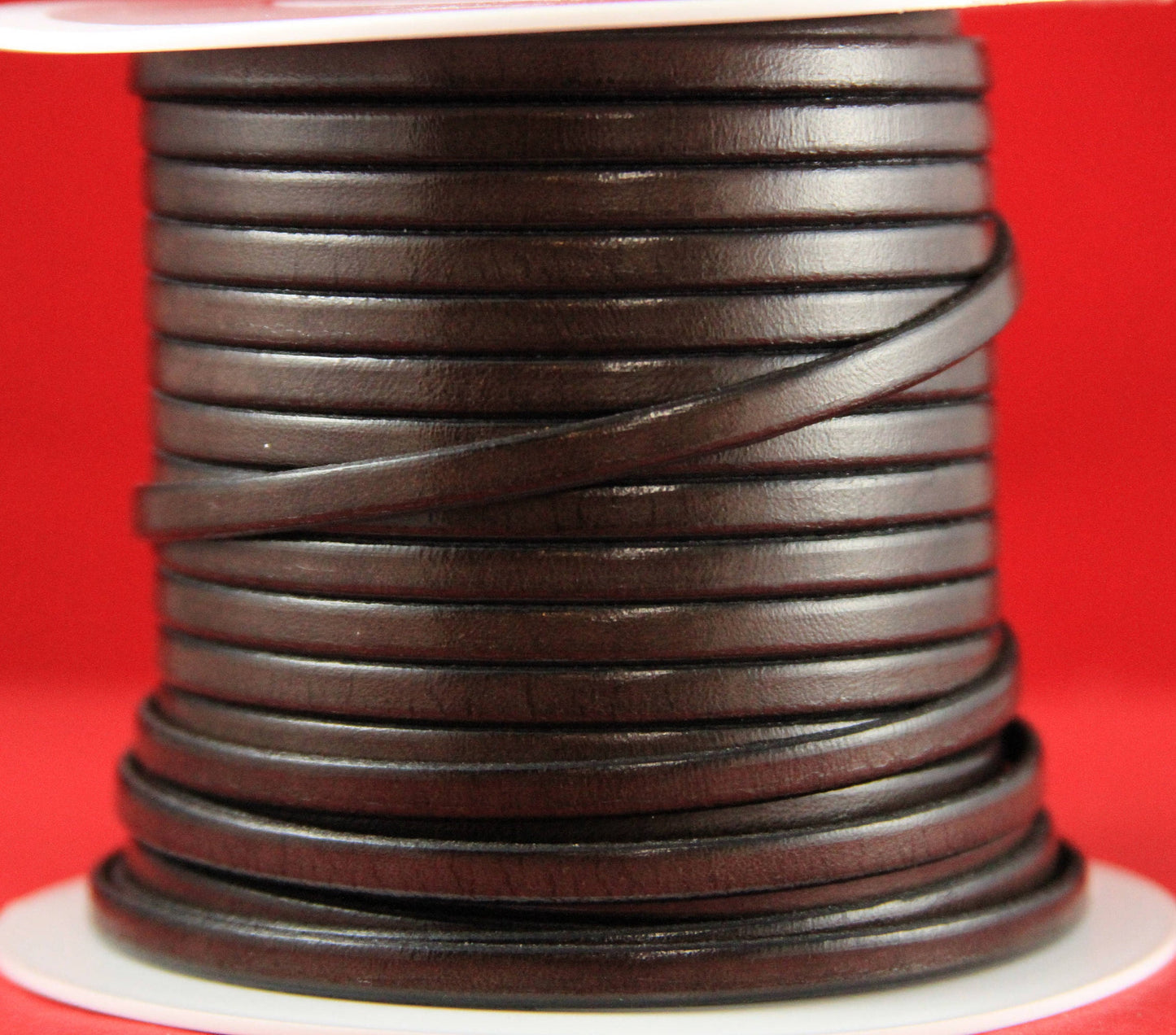 MADE in EUROPE 1 yard of 5mm flat leather cord, genuine leather 5mm strip, brown flat leather cord (221/05/02)