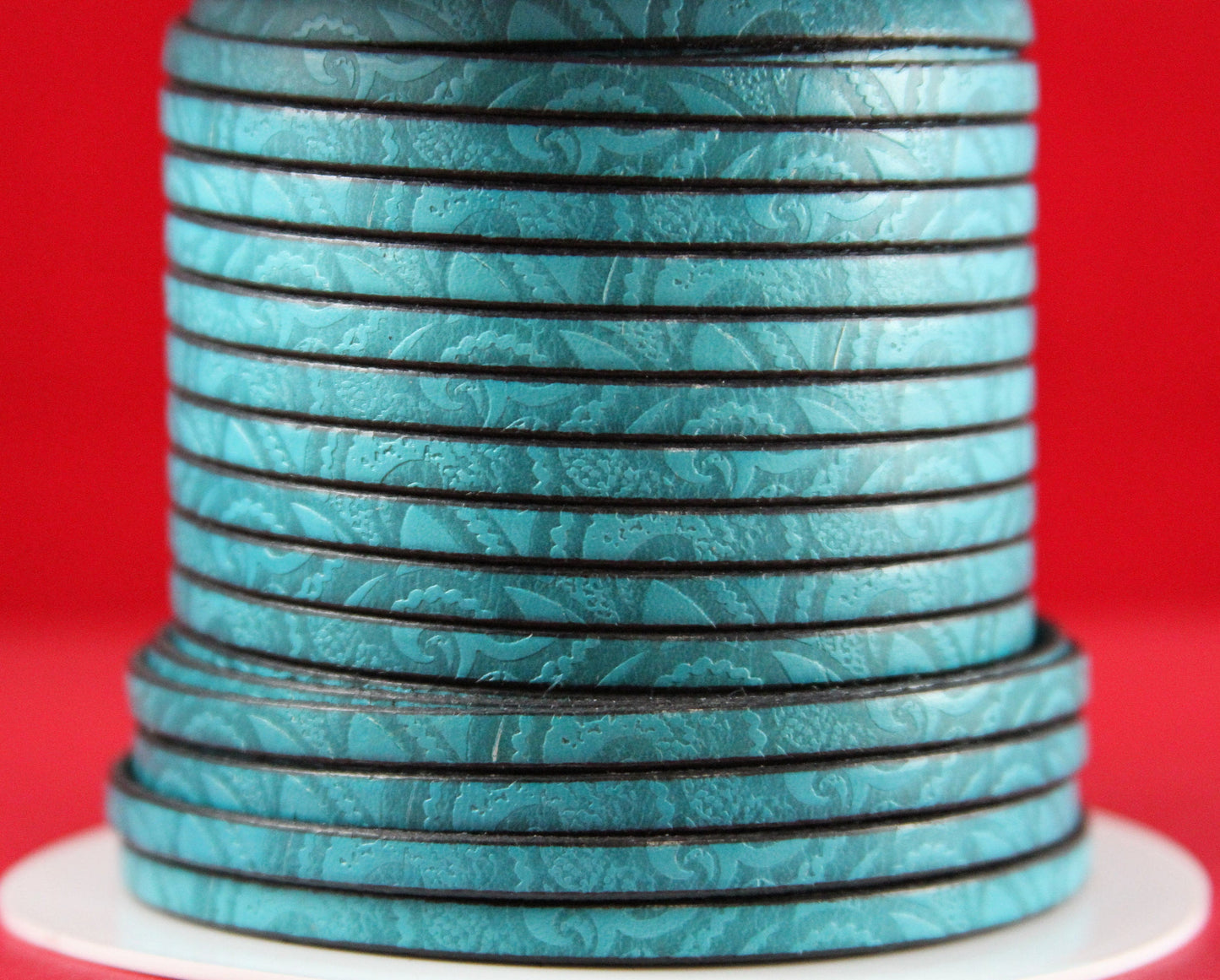 MADE in EUROPE 24'' flat 5mm engraved leather cord, 5mm flat leather cord, 5mm embossed leather cord (503/05/08)