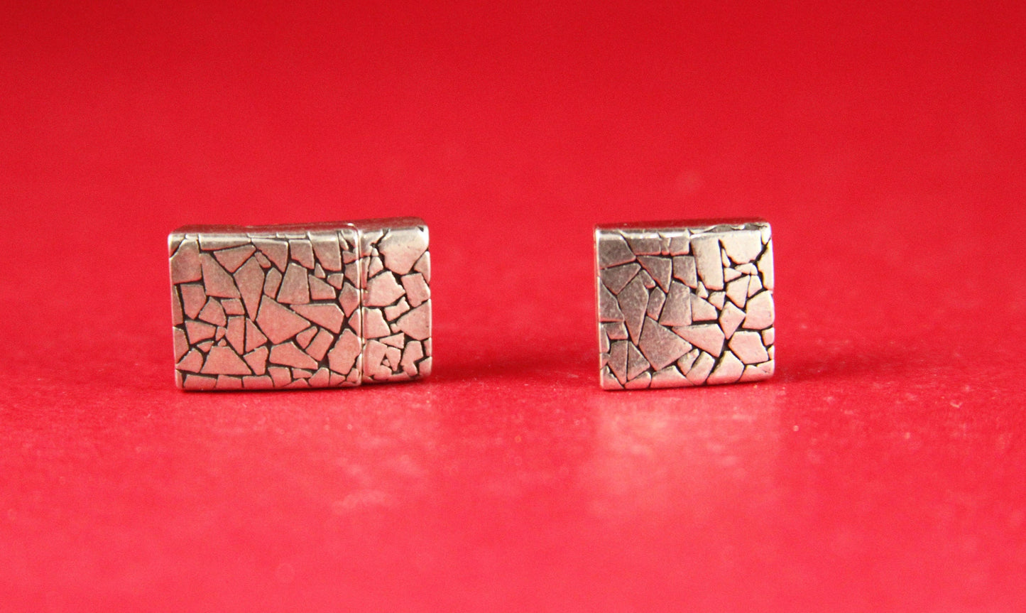 FS0192>>MADE in EUROPE 2 zamak cracked sliders, zamak square slider, 10mm flat cord slider, 10mm flat cord cracked slider qty2