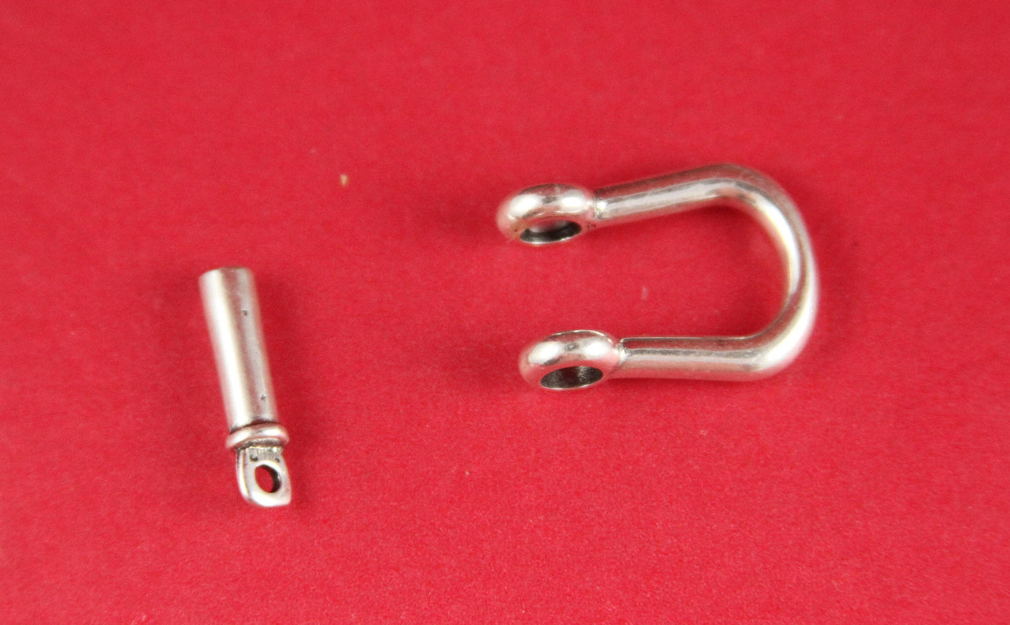 FC0144>>MADE in EUROPE zamak horseshoe shape clasp for 10mm flat cord, D-ring zamak clasp (TMN2S) Qty1