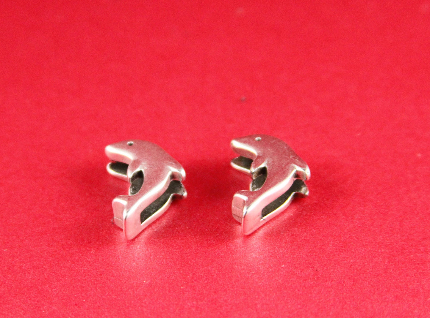 FS0208>>MADE in EUROPE 2 zamak dolphin sliders, 10mm flat cord sliders, 10mm leather cord dolphin sliders, zamak sliders Qty2