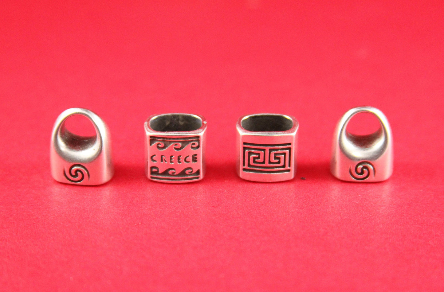 LS0023>>MADE IN EUROPE 2 zamak greek key sliders, licorice zamak slider, 10x6mm sliders, silver double sided sliders Qty2