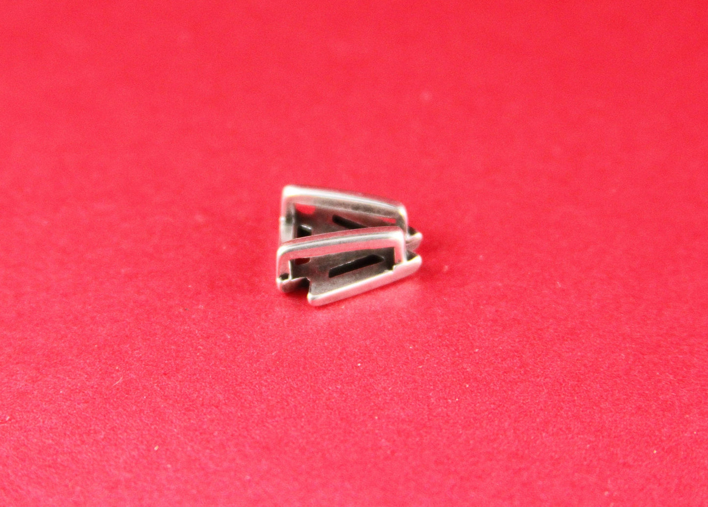 FS0177>>MADE IN EUROPE 2 zamak triangle sliders, flat cord slider, 10mm flat cord sliders, silver triangle sliders Qty2