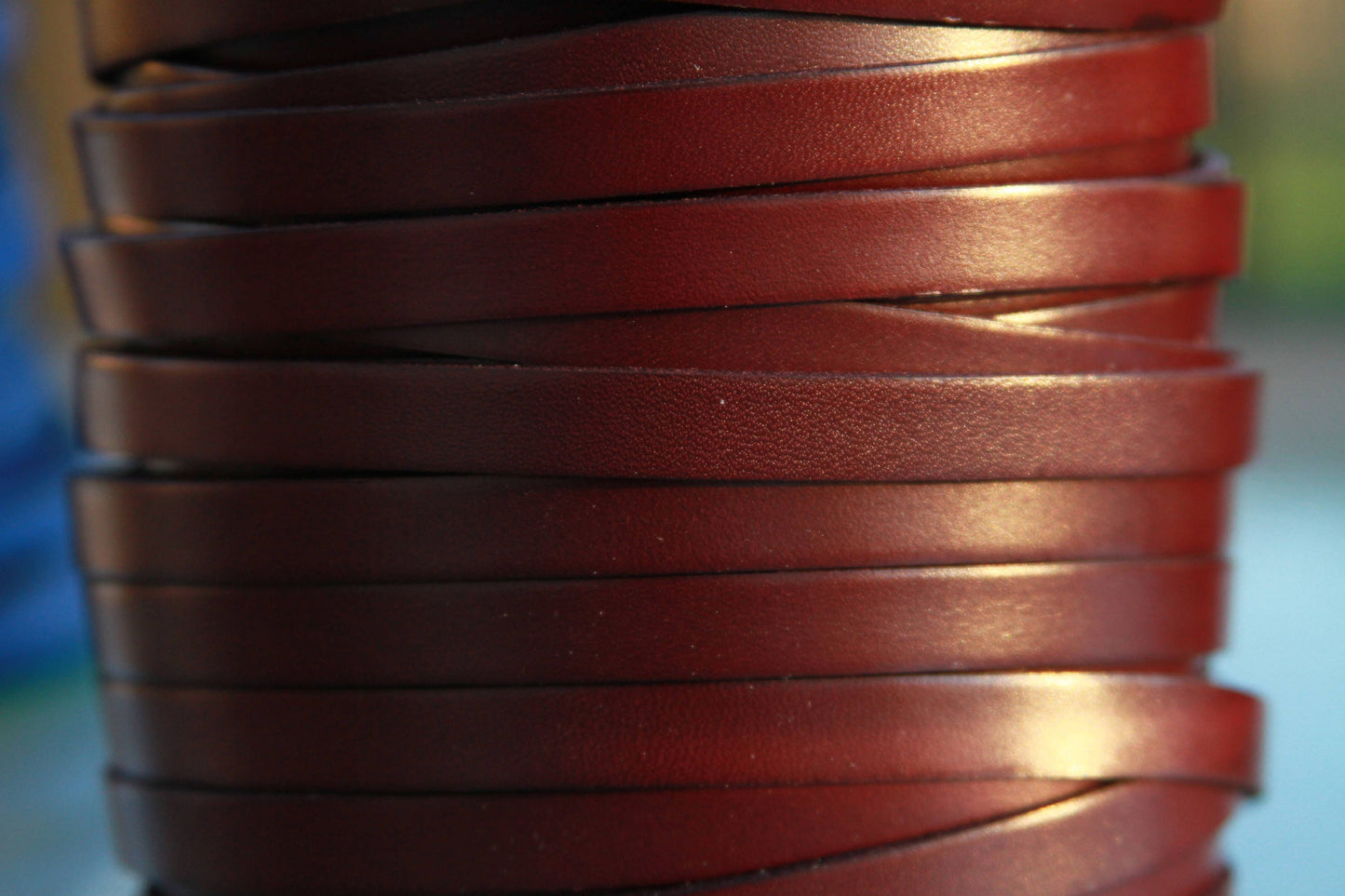 MADE in EUROPE 24" of genuine leather cord, flat 10mm dark red leather cord, 10x2mm leather cord, bordeaux 10mm leather cord (MARF10GRAN)