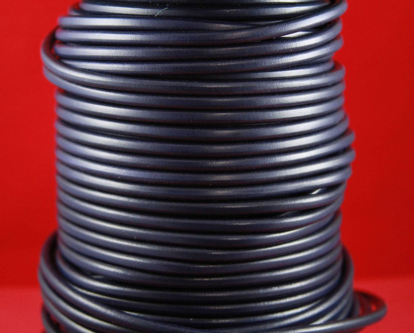 MADE in EUROPE 24" round leather cord, 5mm round genuine leather cord, 5mm round navy blue leather cord (MARR5AZM)