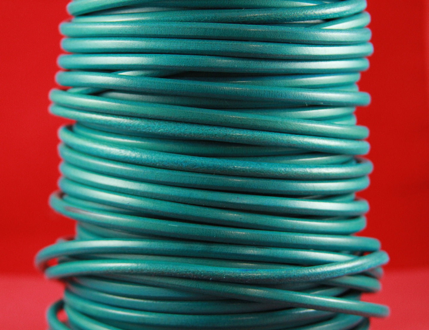 MADE in EUROPE 24" round leather cord, 5mm round genuine leather cord, 5mm turquoise round leather cord (MARR5AZTUR)