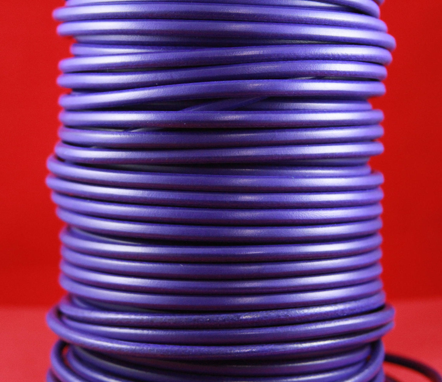 MADE in EUROPE 24" round leather cord, 5mm round genuine leather cord, 5mm round purple leather cord (MARR5P)