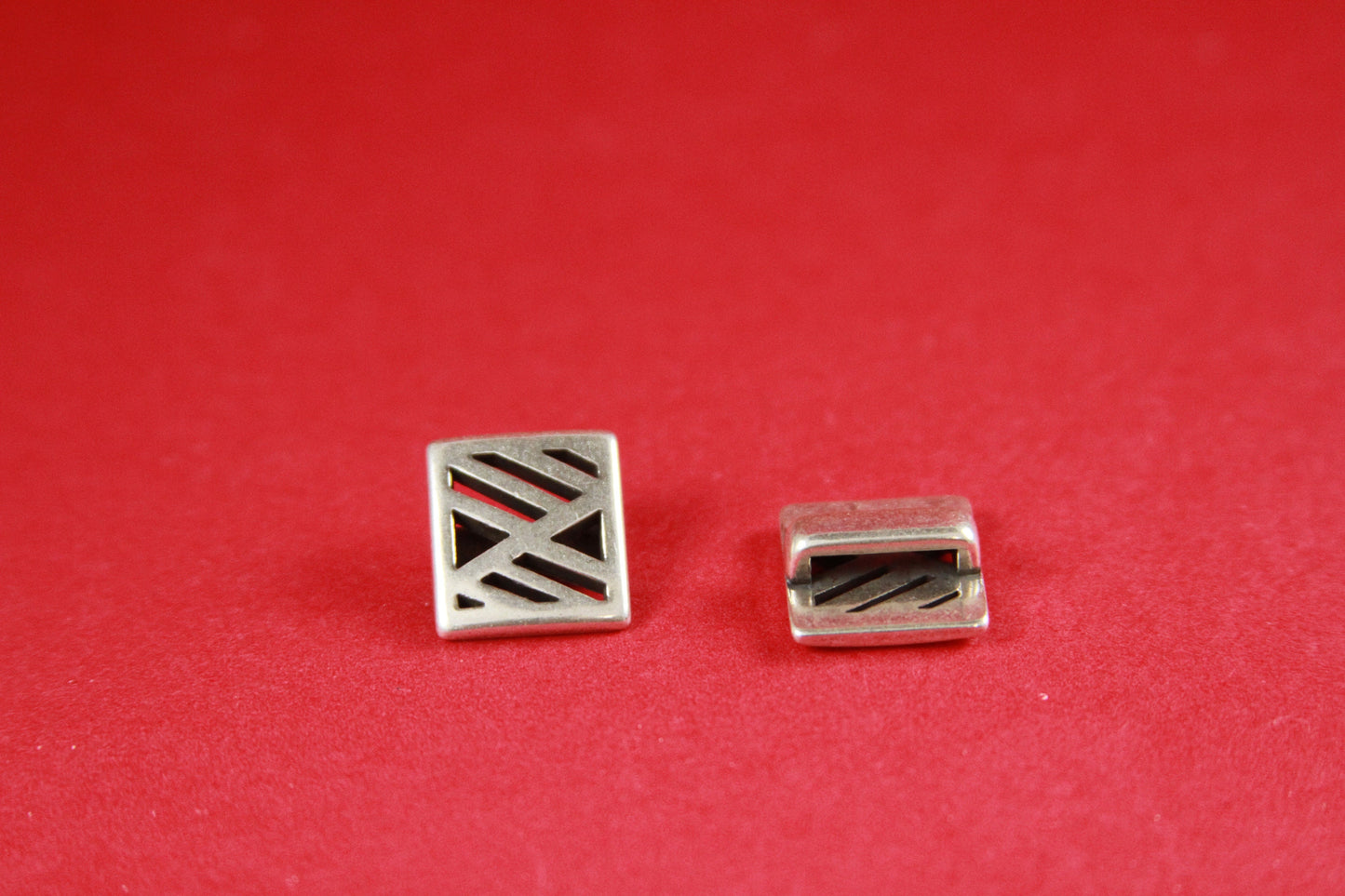 FS0288>>MADE IN EUROPE 2 zamak square sliders, slider for flat cord, 10mm flat cord slider Qty2
