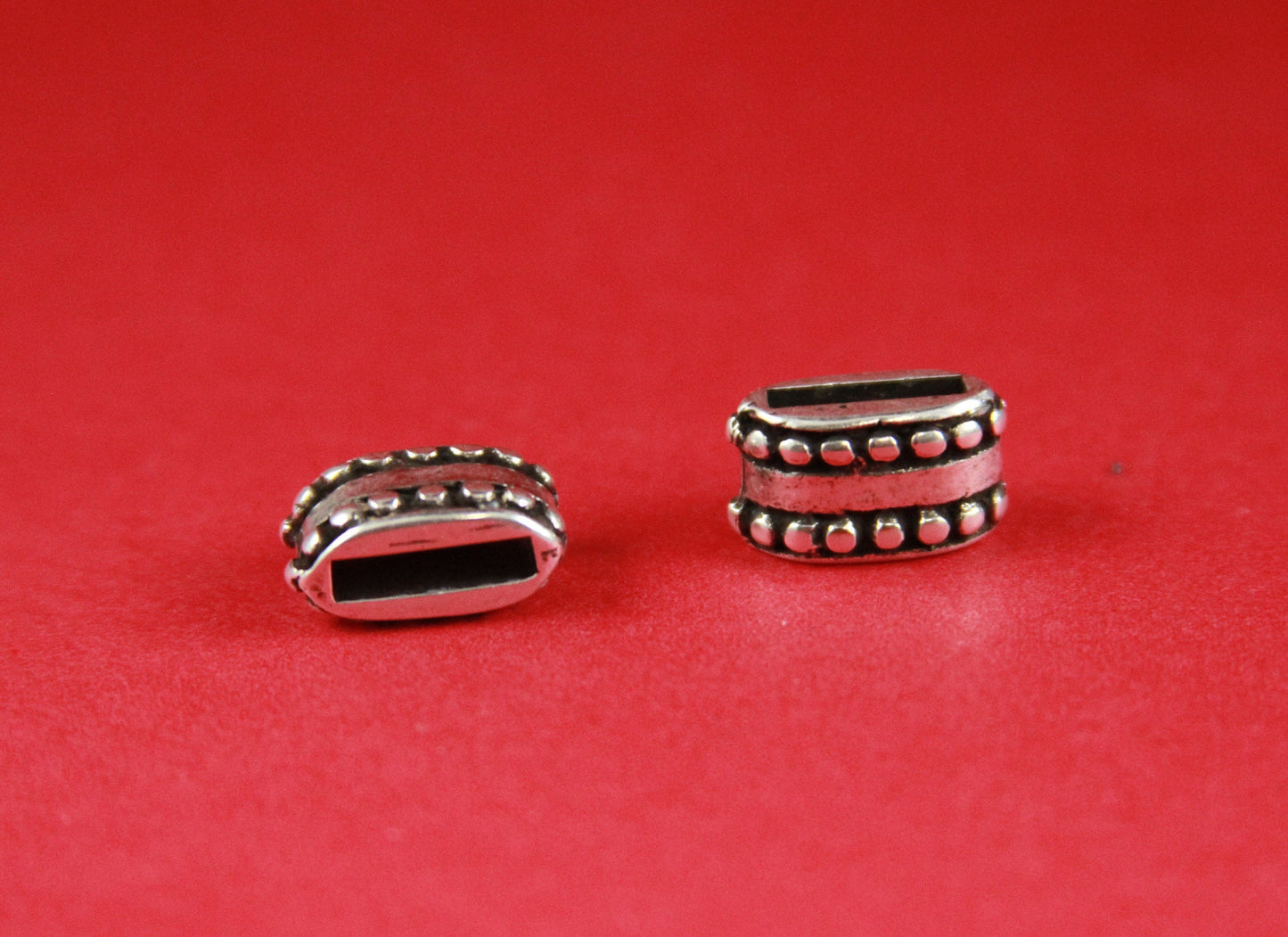 FS0275>>MADE in EUROPE 2 zamak beaded sliders, 10mm flat cord slider bars, 10mm leather cord sliders, zamak sliders Qty2