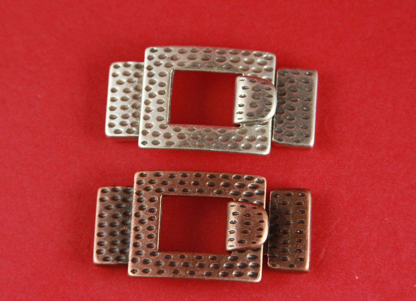 FC0024>>MADE in EUROPE zamak 15mm flat cord hammered clasp, 15mm flat dotted clasp, 15mm flat hook clasp (6795C) Qty1