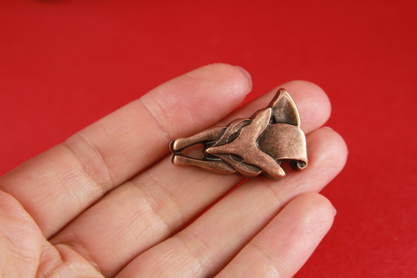 FS0143>>MADE IN EUROPE zamak fox slider, copper fox slider, 10mm flat cord slider Qty 1