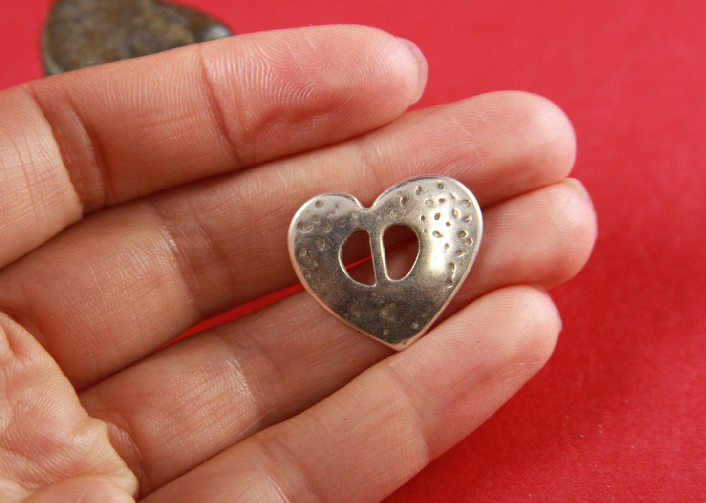 FS0329>>MADE in EUROPE 2 zamak heart sliders for 5mm cord, flat cord heart slider, silver heart slider qty2
