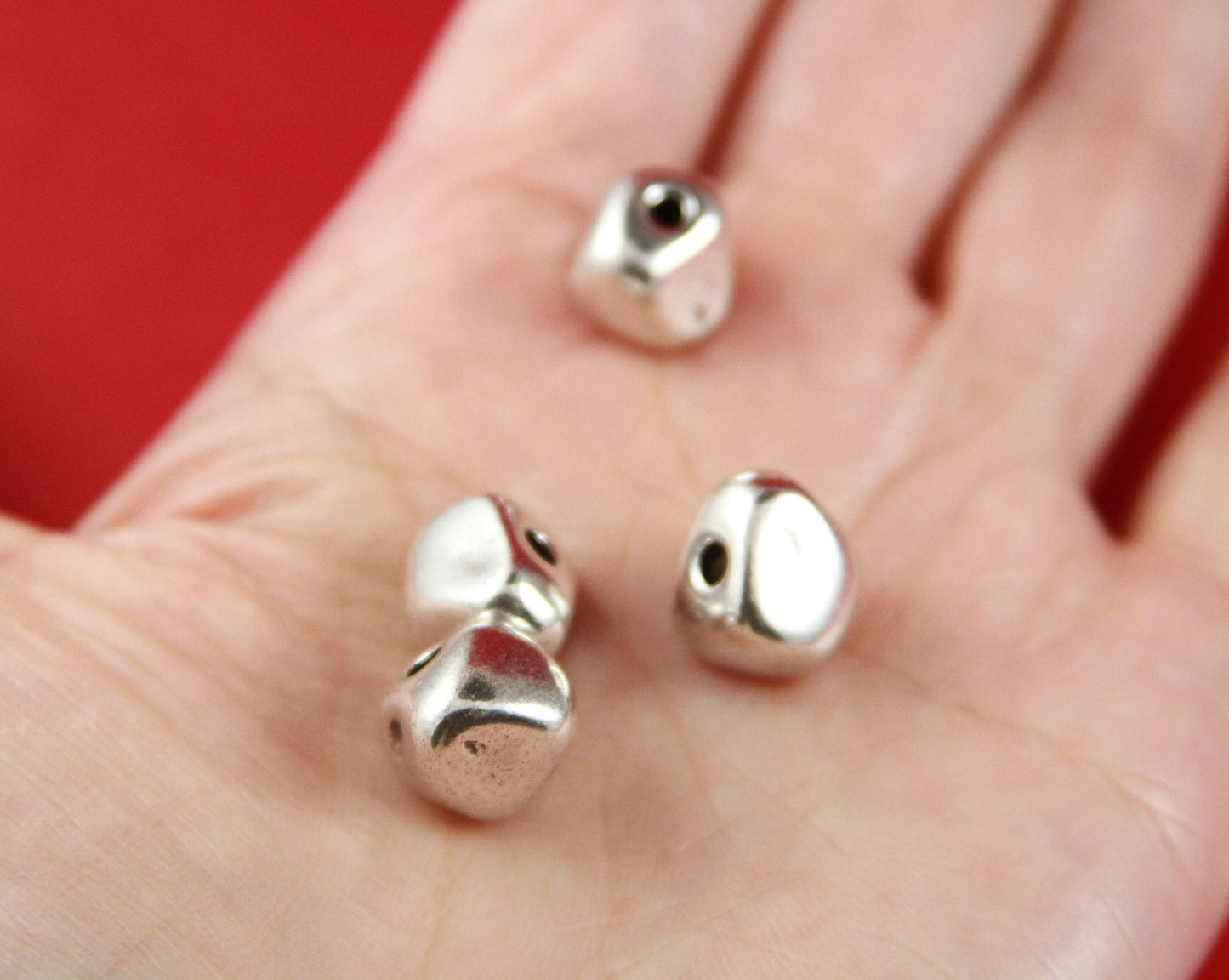 RS0003>>MADE IN EUROPE 4 zamak irregular sliders, zamak silver beads, round 2mm cord irregular beads ,2mm cord zamak beads ( 5658/02)Qty4