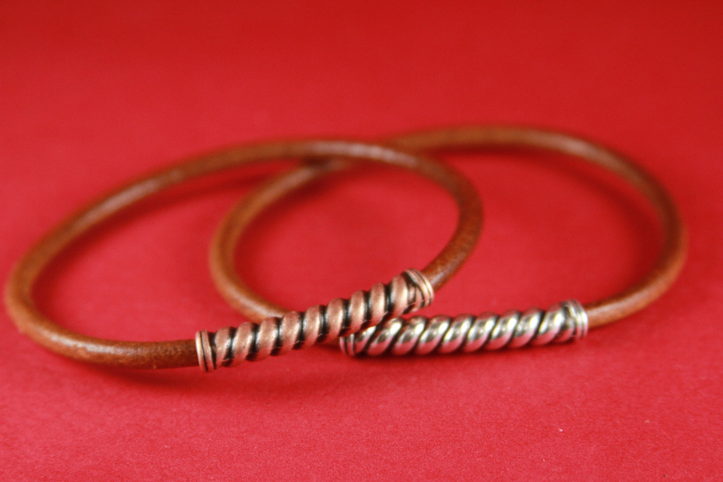 RS0089>>MADE IN EUROPE 2 zamak 4mm cord connectors, zamak spiraled connector tube for 4mm round cord Qty2