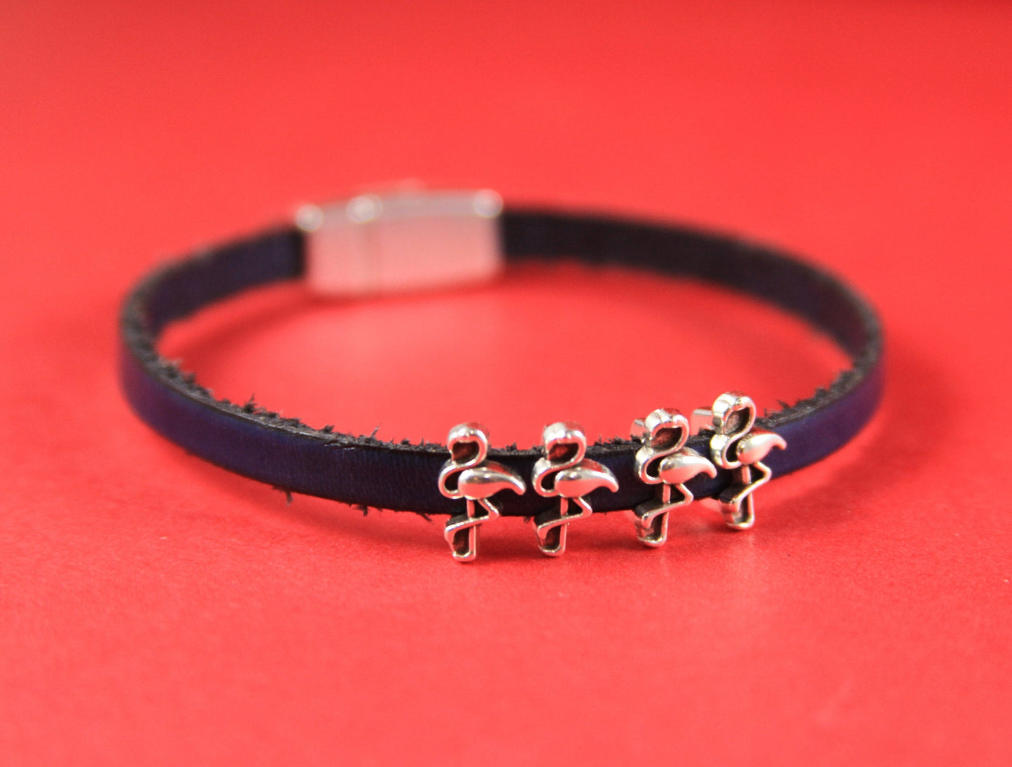 FS0068>> MADE in EUROPE 4 zamak Flamingo tiny sliders for 5mm cord, flat 5mm cord slider, zamak flamingo sliders qty4